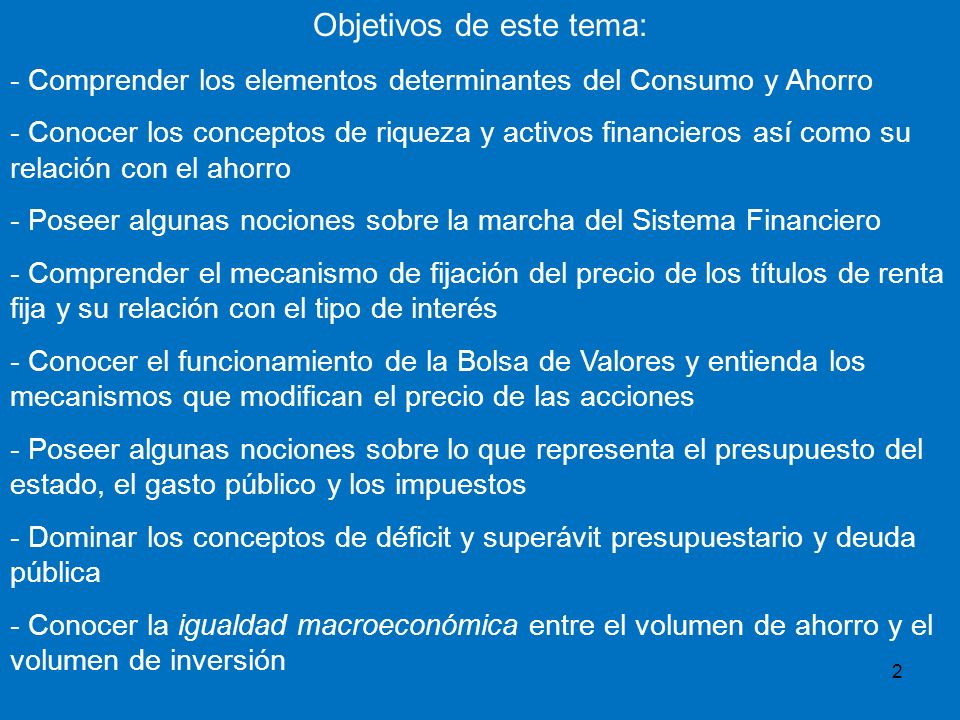 Objetivos de este tema: