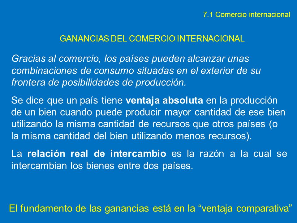 GANANCIAS DEL COMERCIO INTERNACIONAL