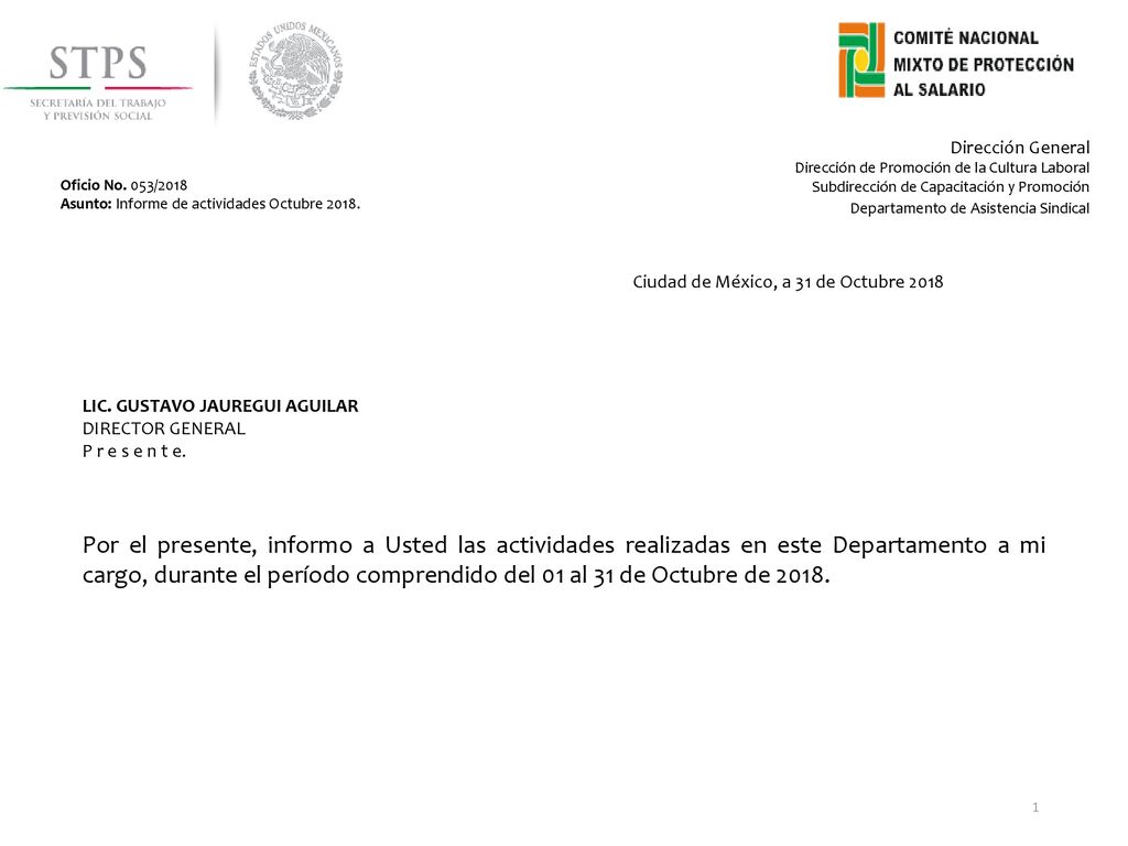Dirección General Dirección de Promoción de la Cultura Laboral. Subdirección de Capacitación y Promoción.
