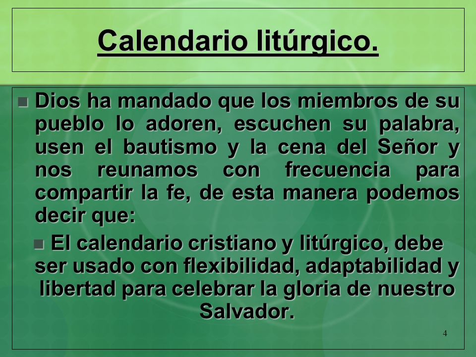 Calendario litúrgico.