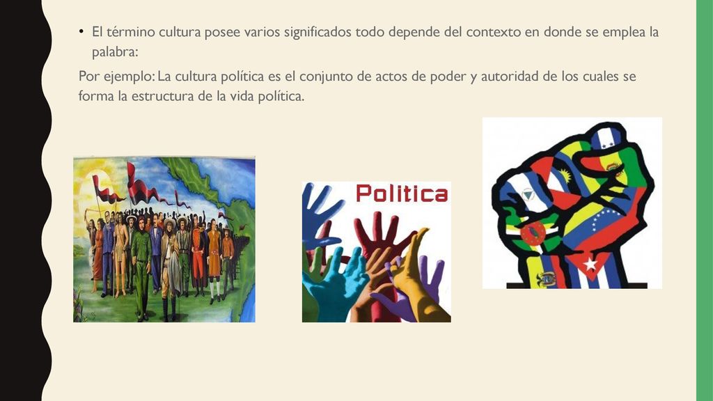 El término cultura posee varios significados todo depende del contexto en donde se emplea la palabra: