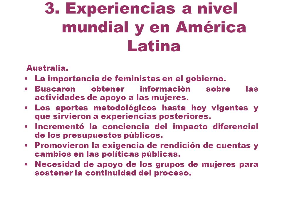 3. Experiencias a nivel mundial y en América Latina