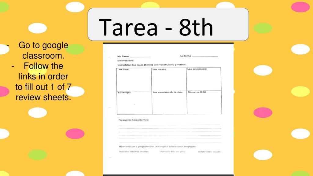 Follow the links in order to fill out 1 of 7 review sheets.