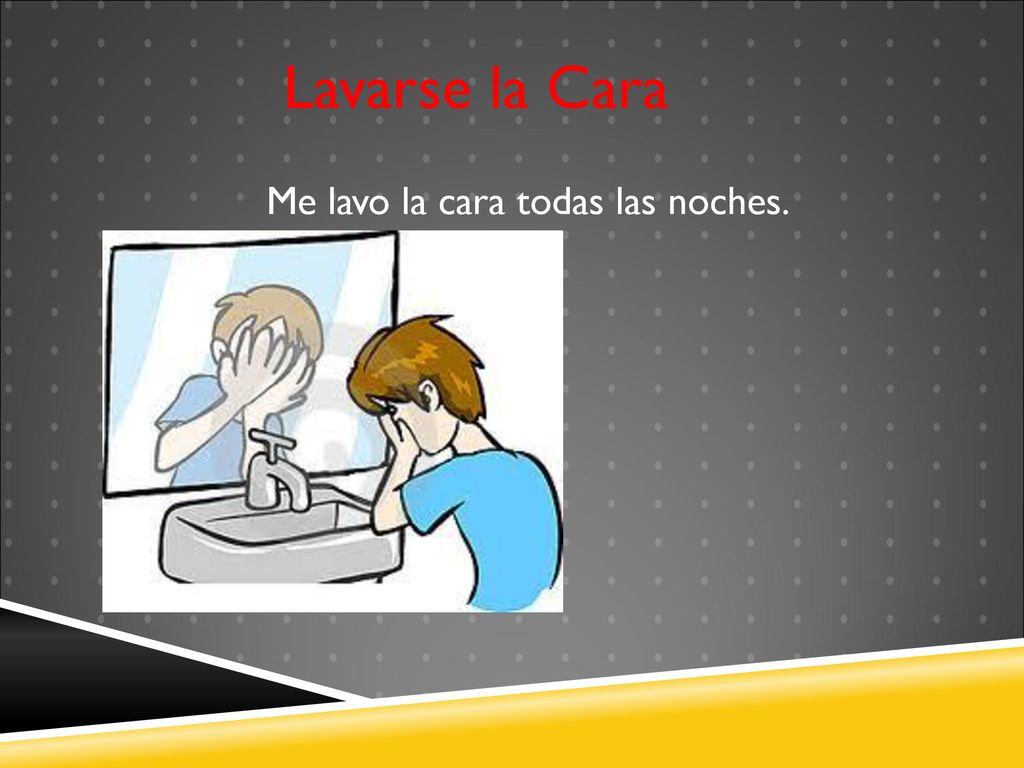 Lavarse la Cara Me lavo la cara todas las noches.