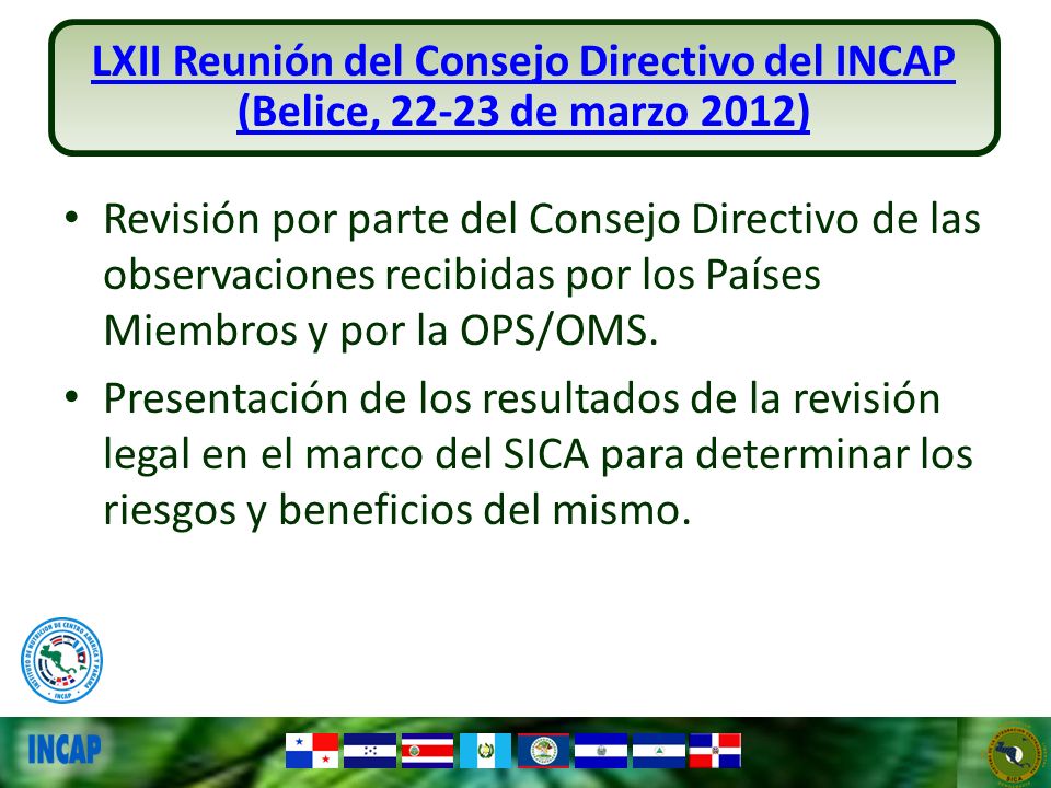 LXII Reunión del Consejo Directivo del INCAP (Belice, de marzo 2012)