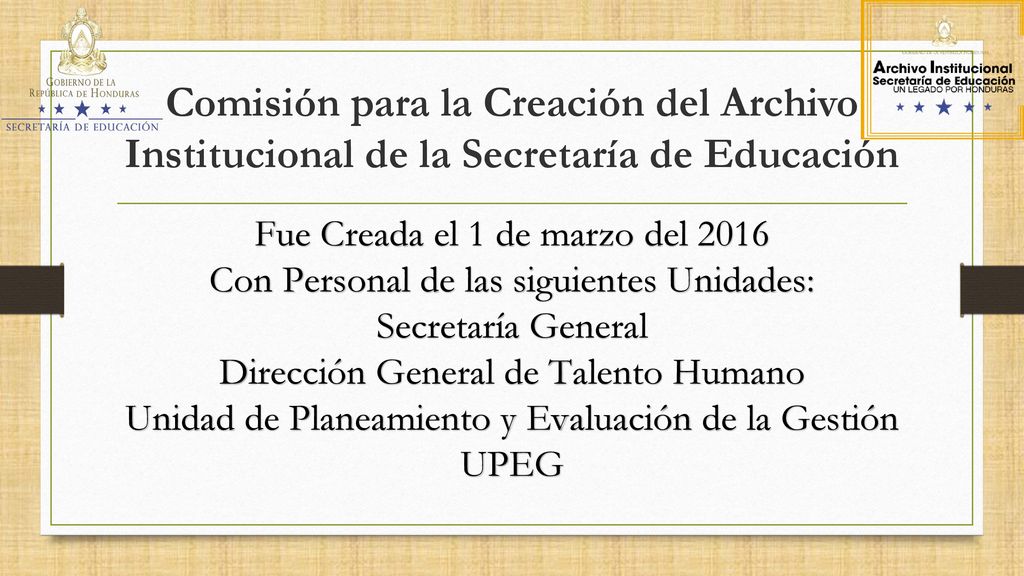 Comisión para la Creación del Archivo Institucional de la Secretaría de Educación