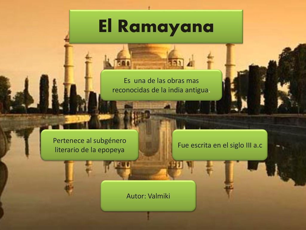 El Ramayana Es una de las obras mas reconocidas de la india antigua.