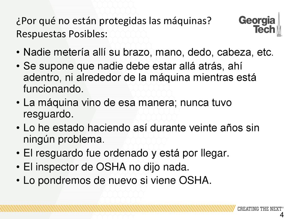 ¿Por qué no están protegidas las máquinas Respuestas Posibles: