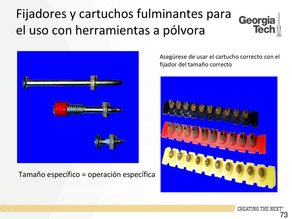 Fijadores y cartuchos fulminantes para el uso con herramientas a pólvora