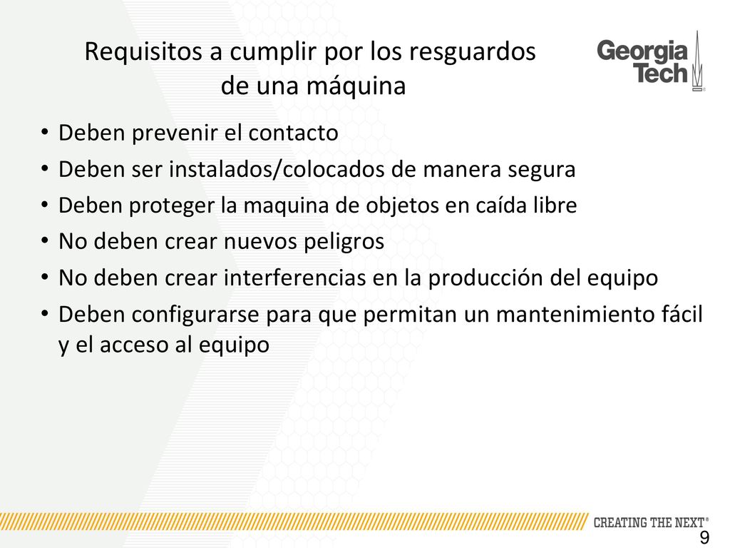 Requisitos a cumplir por los resguardos de una máquina