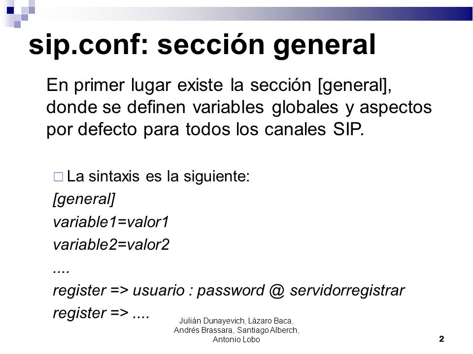 sip.conf: sección general
