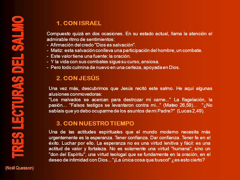 1. CON ISRAEL 2. CON JESÚS 3. CON NUESTRO TIEMPO