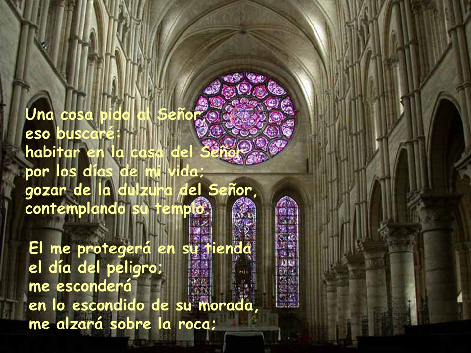 Una cosa pido al Señor, eso buscaré: habitar en la casa del Señor por los días de mi vida; gozar de la dulzura del Señor, contemplando su templo.