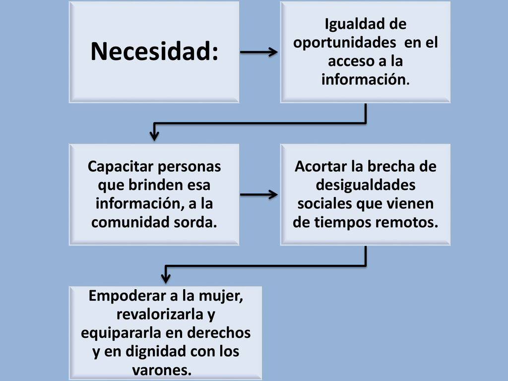 Necesidad: Igualdad de oportunidades en el acceso a la información.