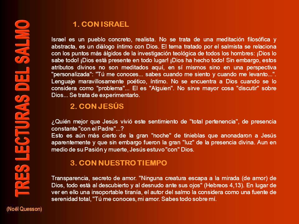 1. CON ISRAEL 2. CON JESÚS 3. CON NUESTRO TIEMPO