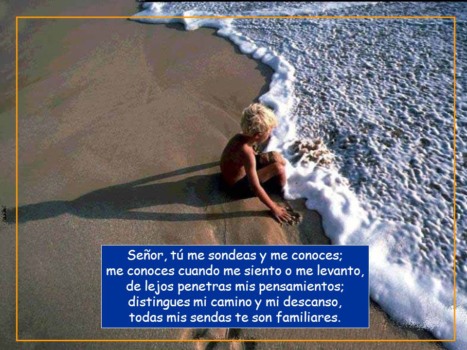 Señor, tú me sondeas y me conoces; me conoces cuando me siento o me levanto, de lejos penetras mis pensamientos; distingues mi camino y mi descanso, todas mis sendas te son familiares.