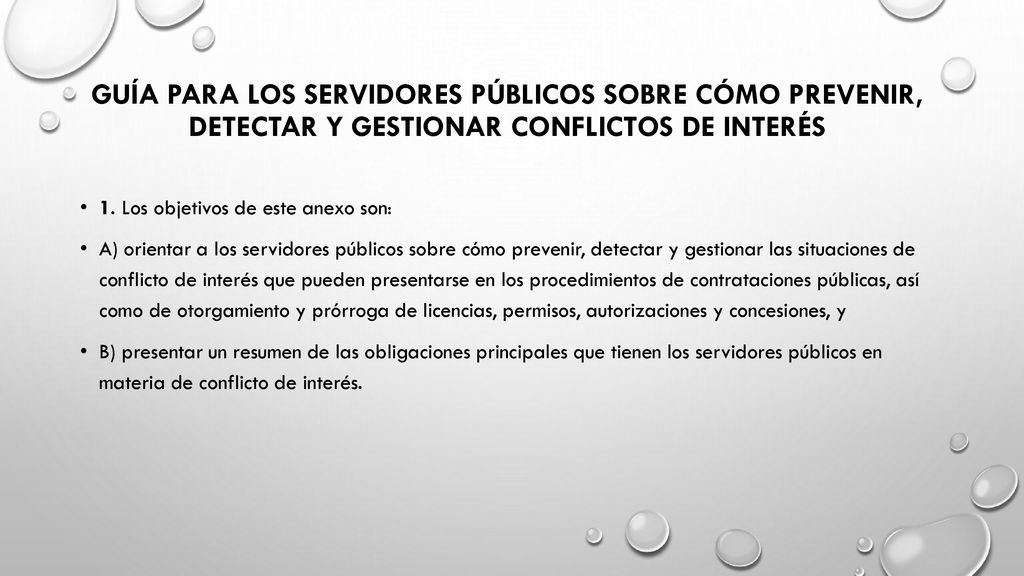 GUÍA PARA LOS SERVIDORES PÚBLICOS SOBRE CÓMO PREVENIR, DETECTAR Y GESTIONAR CONFLICTOS DE INTERÉS