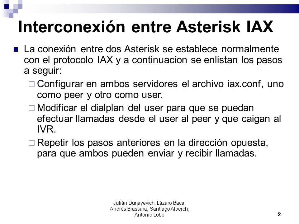 Interconexión entre Asterisk IAX