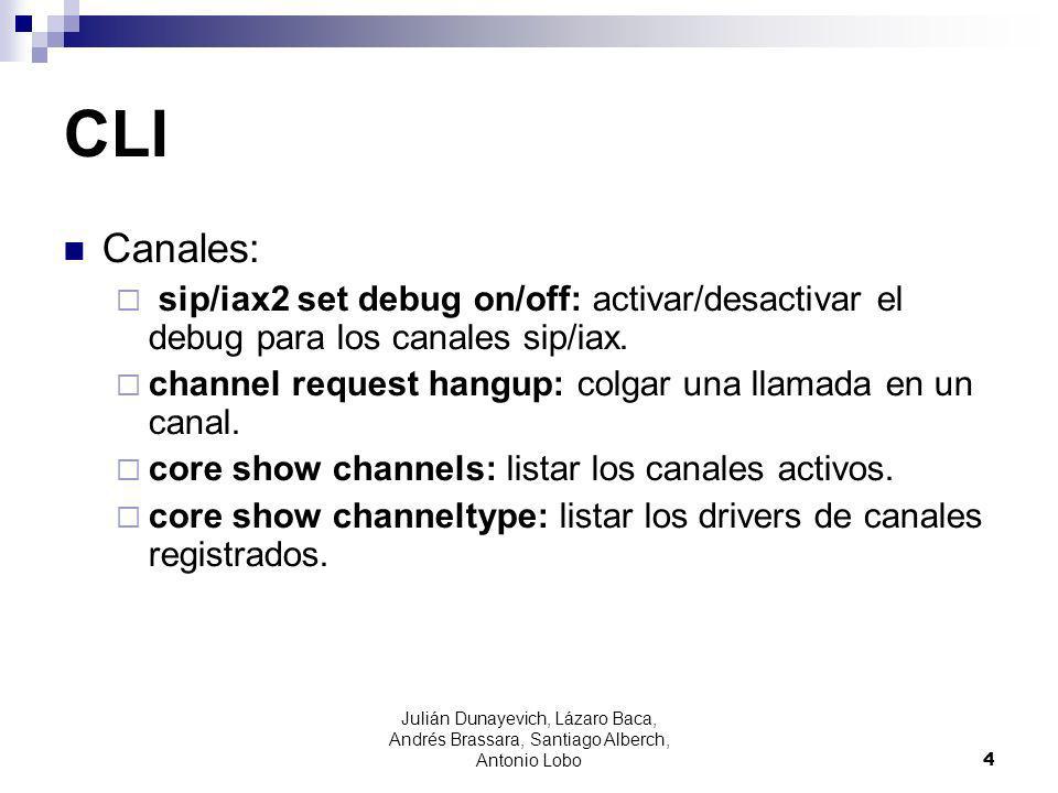 CLI Canales: sip/iax2 set debug on/off: activar/desactivar el debug para los canales sip/iax.