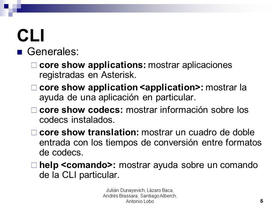 CLI Generales: core show applications: mostrar aplicaciones registradas en Asterisk.