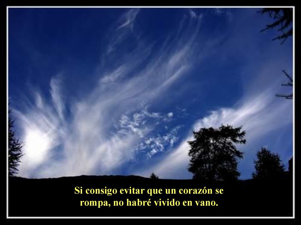 Si consigo evitar que un corazón se rompa, no habré vivido en vano.