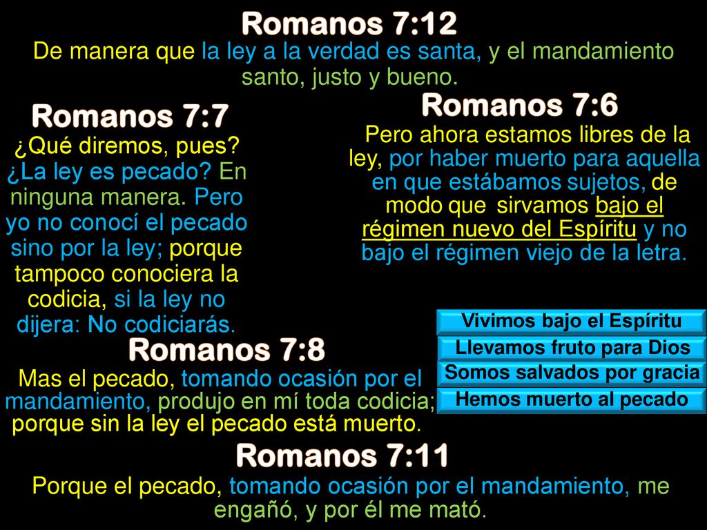 Romanos 7:12 Romanos 7:6 Romanos 7:7 Romanos 7:8 Romanos 7:11