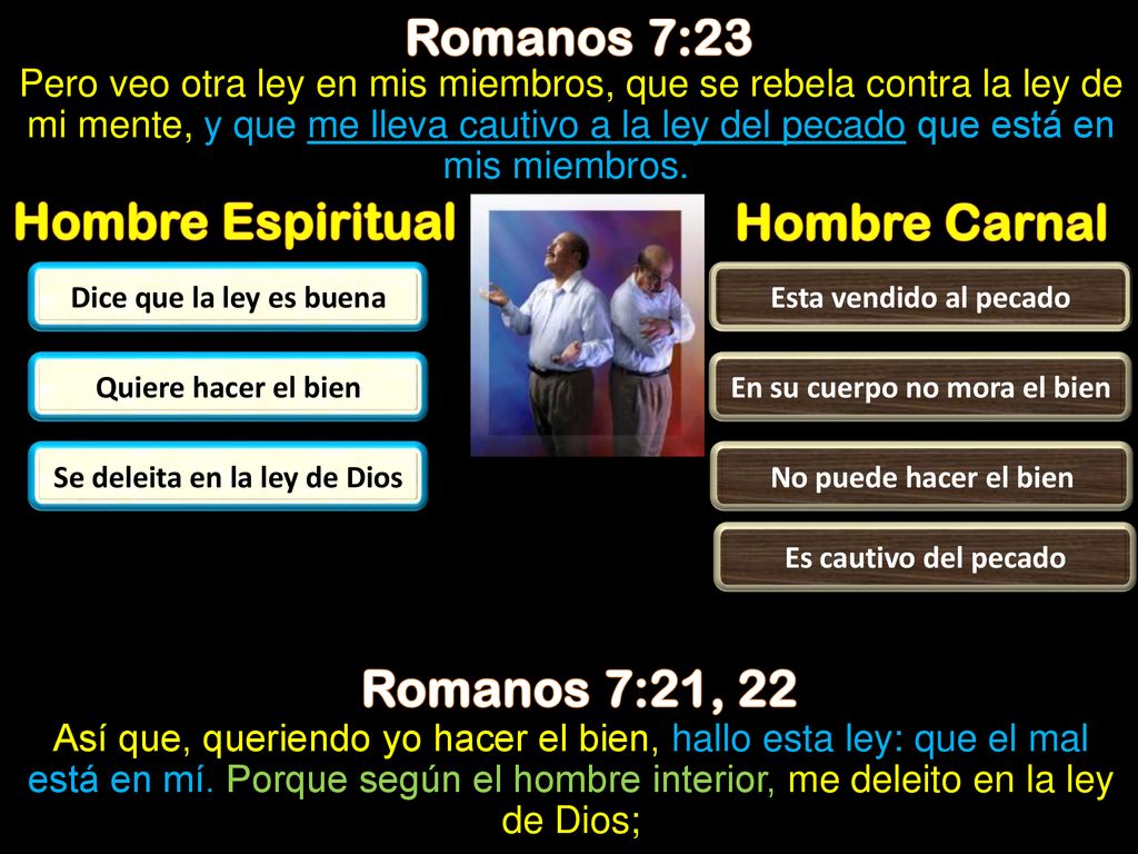 En su cuerpo no mora el bien Se deleita en la ley de Dios