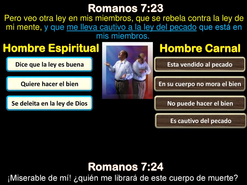 En su cuerpo no mora el bien Se deleita en la ley de Dios