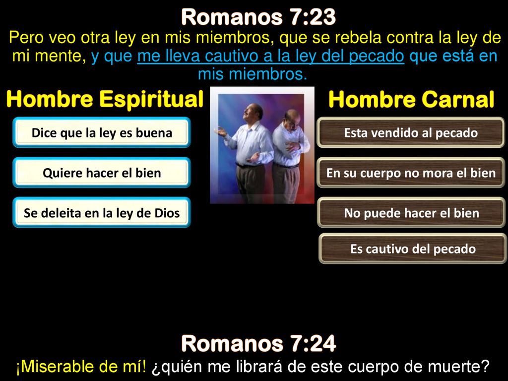 En su cuerpo no mora el bien Se deleita en la ley de Dios