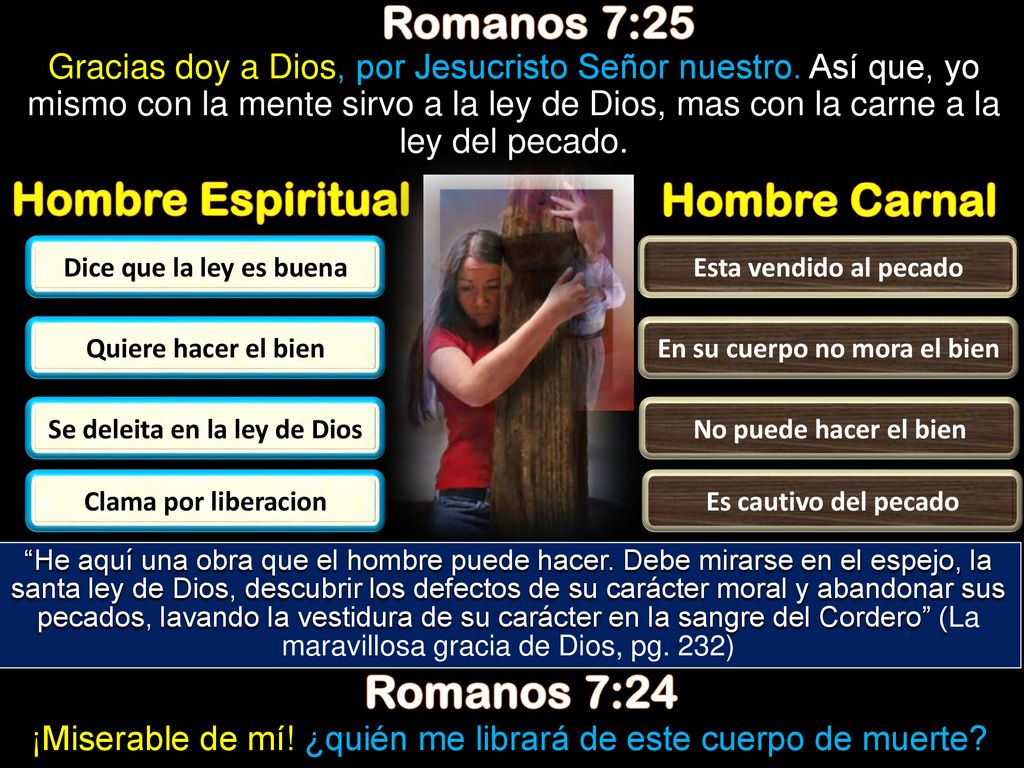 En su cuerpo no mora el bien Se deleita en la ley de Dios