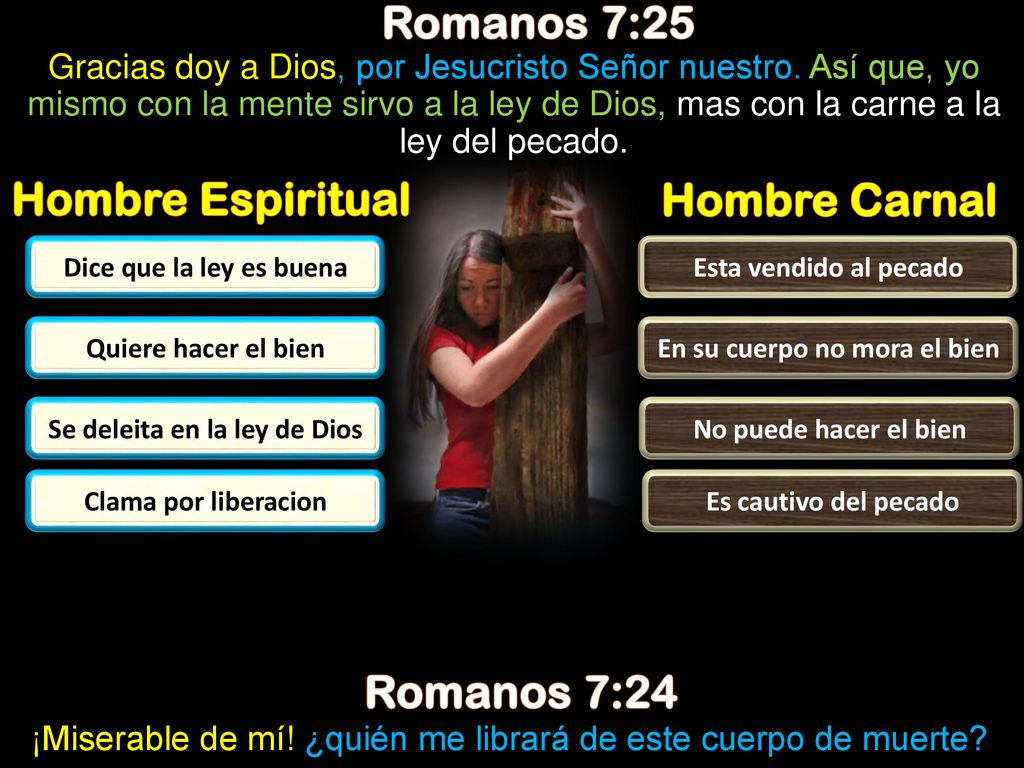 En su cuerpo no mora el bien Se deleita en la ley de Dios