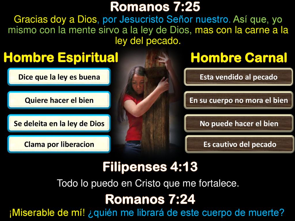 En su cuerpo no mora el bien Se deleita en la ley de Dios