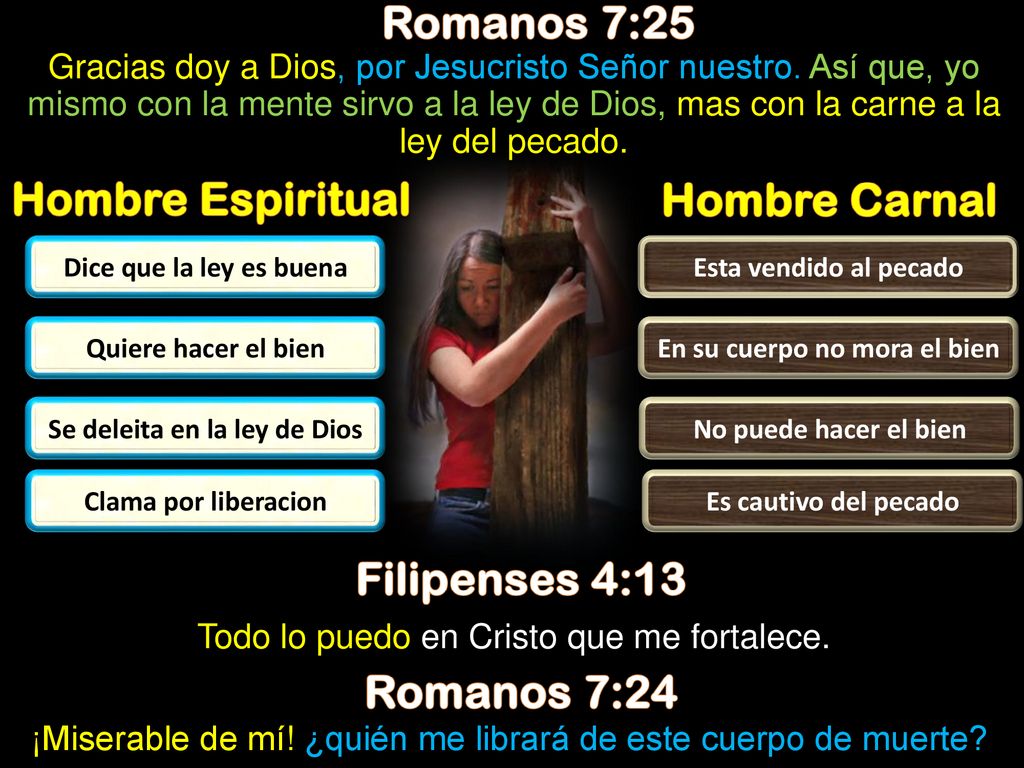En su cuerpo no mora el bien Se deleita en la ley de Dios