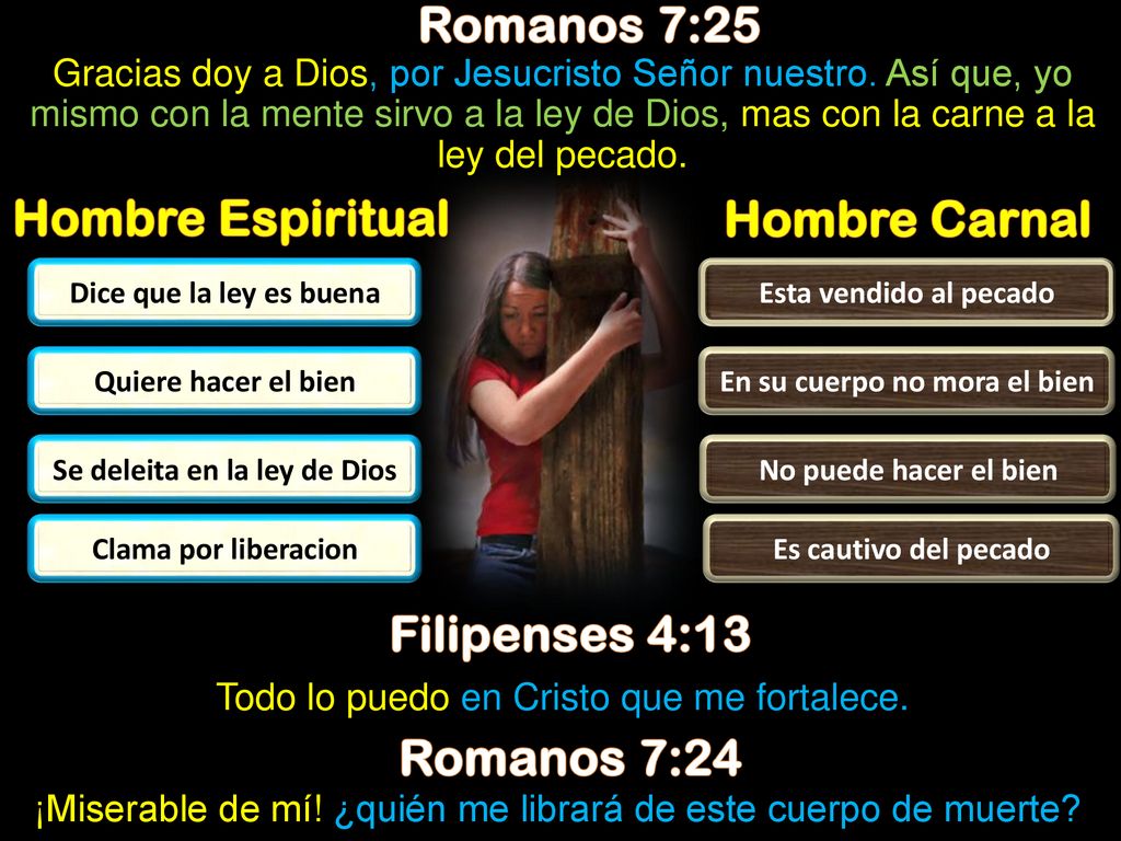 En su cuerpo no mora el bien Se deleita en la ley de Dios