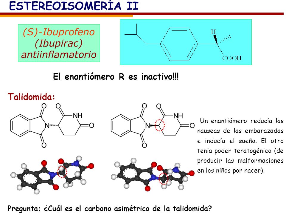 ESTEREOISOMERÍA II (S)-Ibuprofeno (Ibupirac) antiinflamatorio