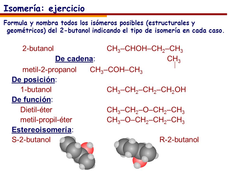 Isomería: ejercicio 2-butanol CH3–CHOH–CH2–CH3