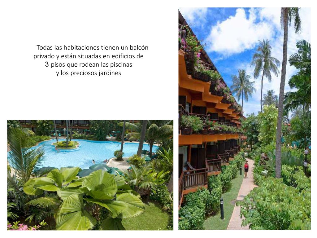 3 pisos que rodean las piscinas y los preciosos jardines
