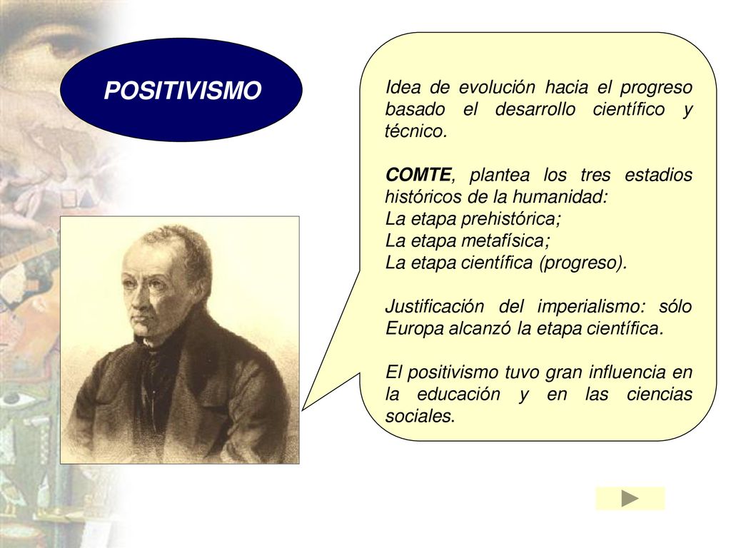 Idea de evolución hacia el progreso basado el desarrollo científico y técnico.