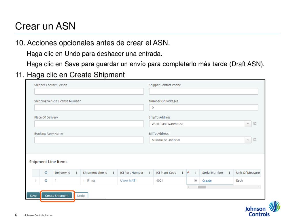 Crear un ASN 10. Acciones opcionales antes de crear el ASN.
