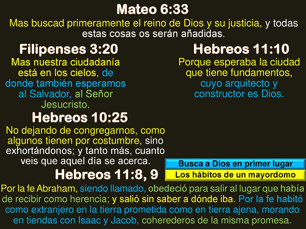 Busca a Dios en primer lugar Los hábitos de un mayordomo