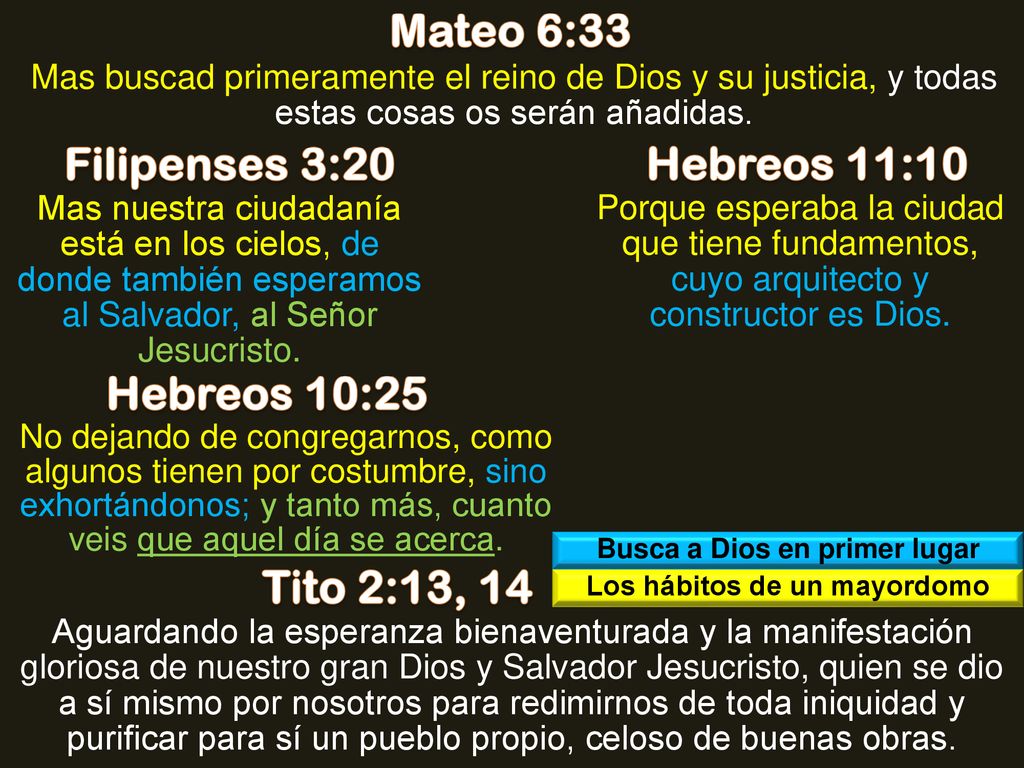 Busca a Dios en primer lugar Los hábitos de un mayordomo