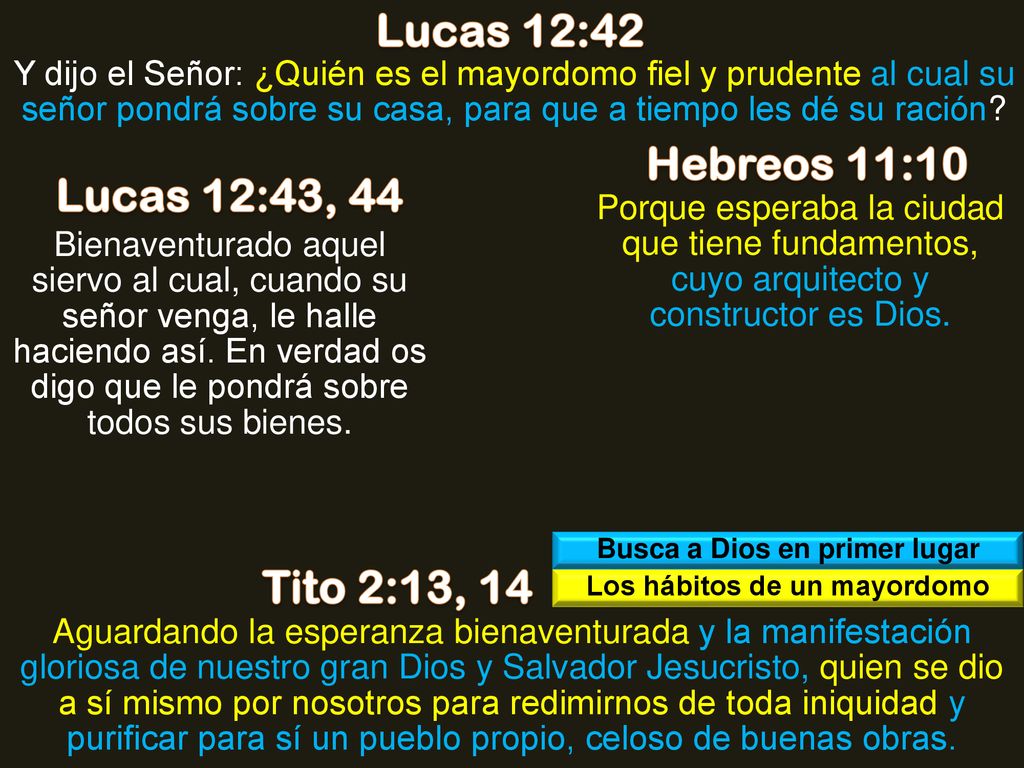 Busca a Dios en primer lugar Los hábitos de un mayordomo