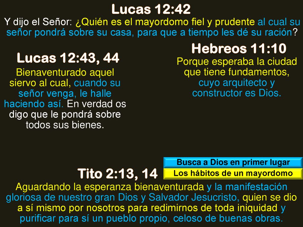 Busca a Dios en primer lugar Los hábitos de un mayordomo