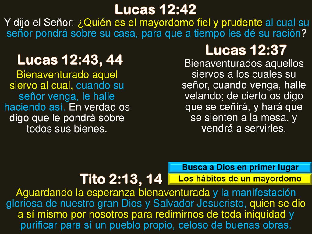 Busca a Dios en primer lugar Los hábitos de un mayordomo