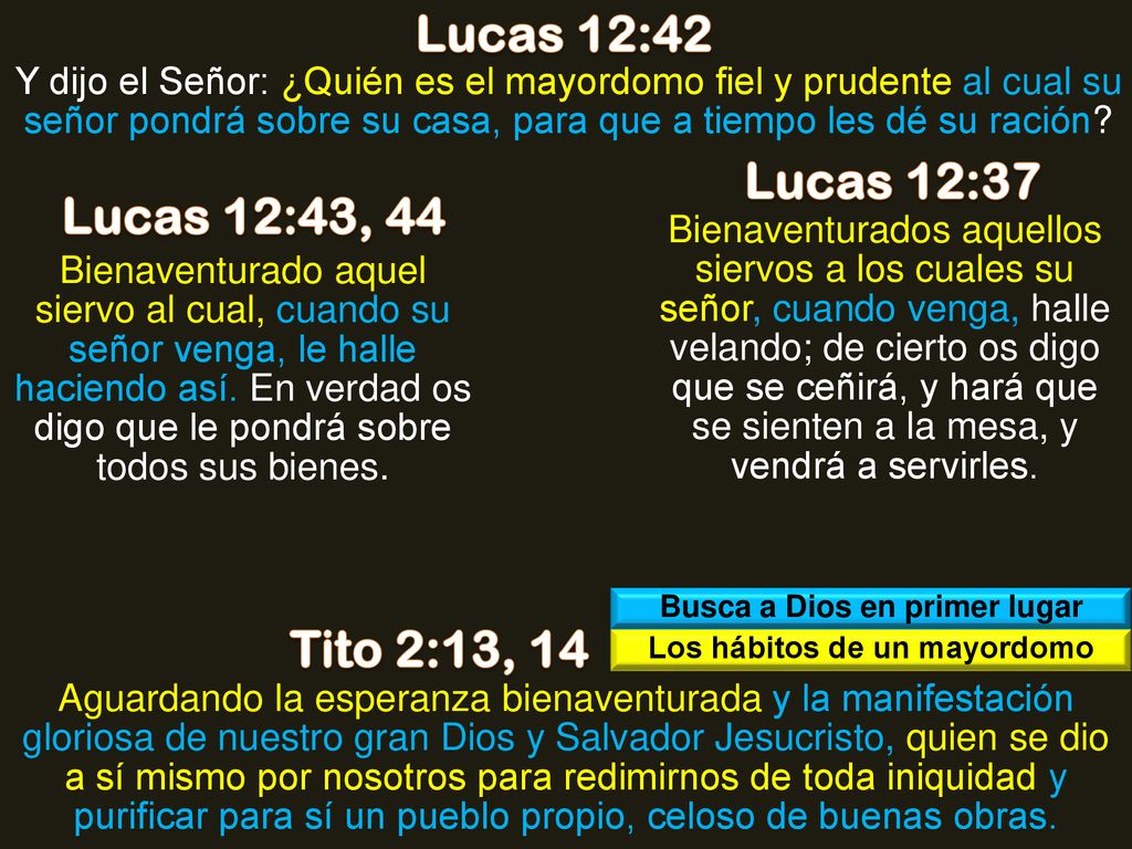 Busca a Dios en primer lugar Los hábitos de un mayordomo