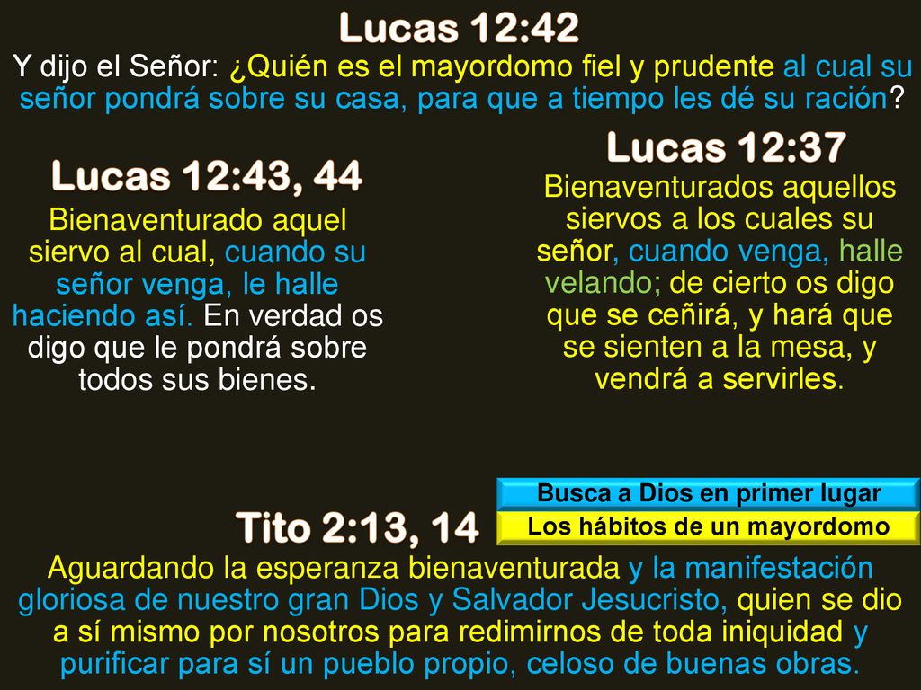 Busca a Dios en primer lugar Los hábitos de un mayordomo