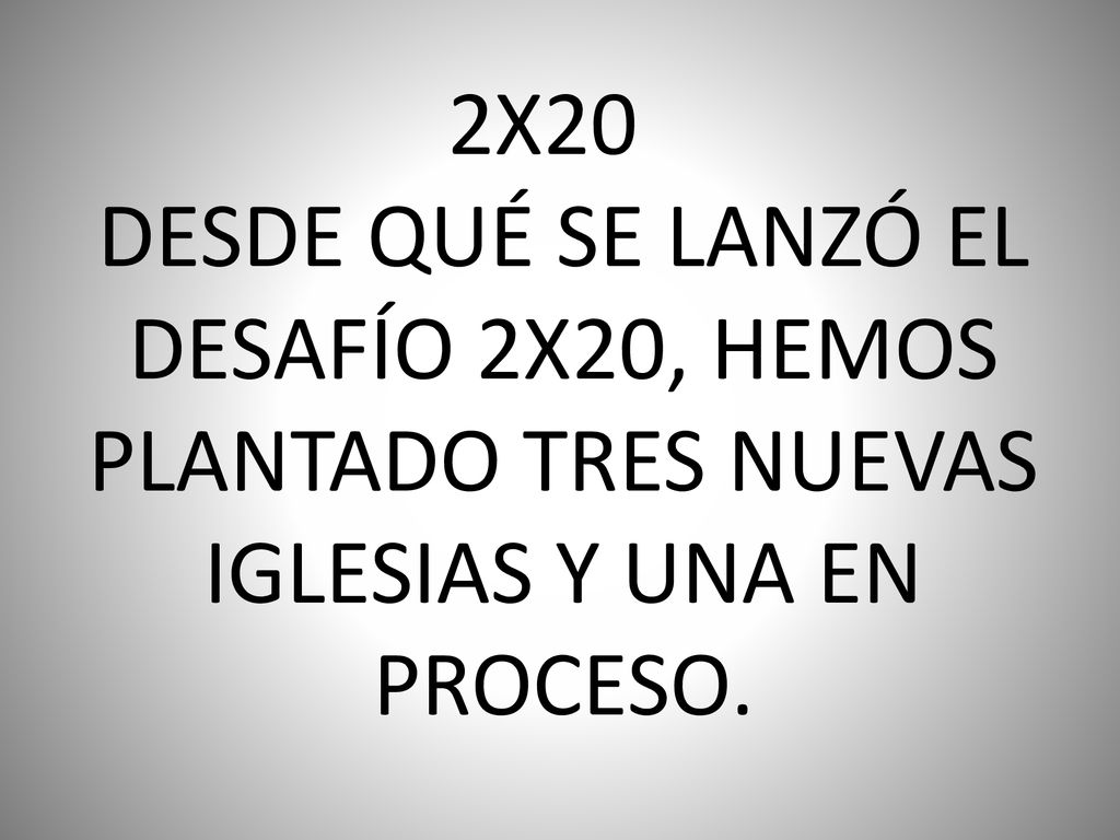 2X20 DESDE QUÉ SE LANZÓ EL DESAFÍO 2X20, HEMOS PLANTADO TRES NUEVAS IGLESIAS Y UNA EN PROCESO.