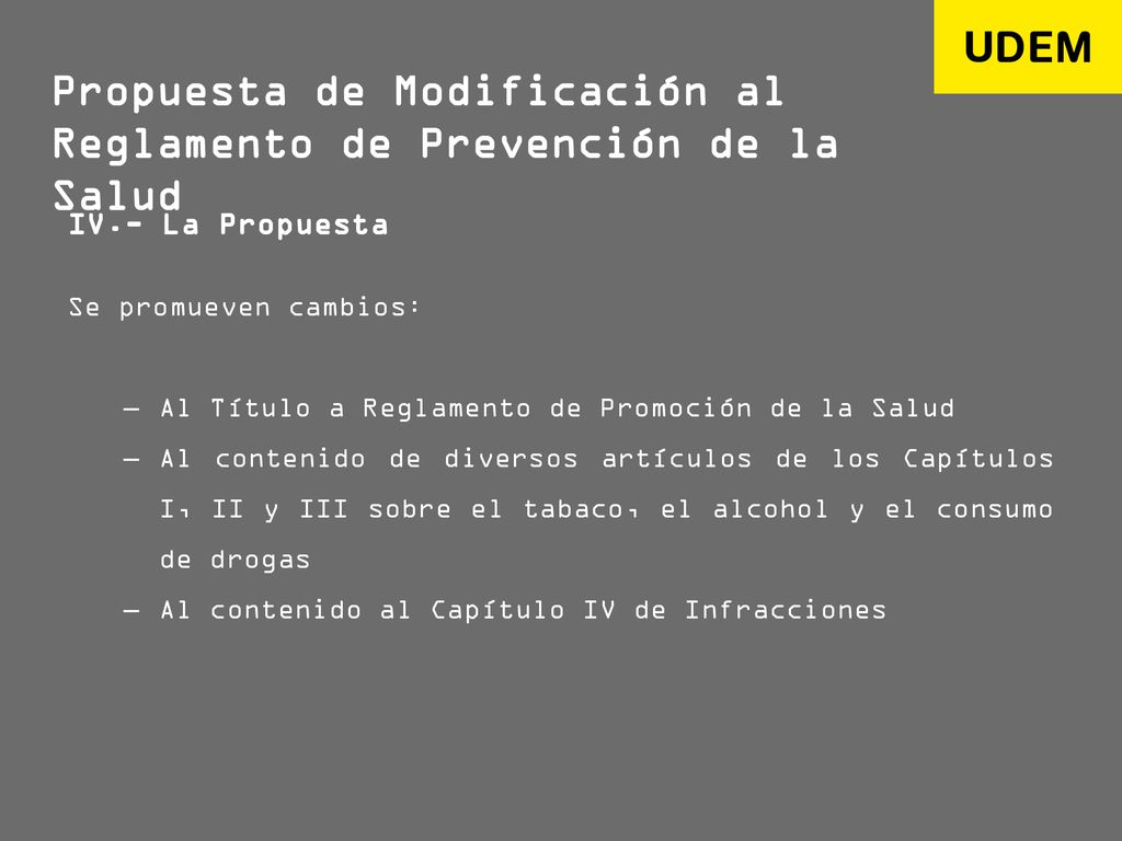 Propuesta de Modificación al Reglamento de Prevención de la Salud