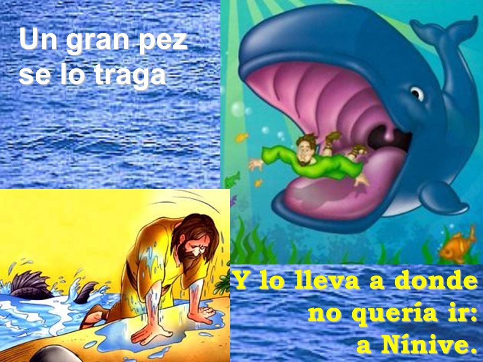 Un gran pez se lo traga Y lo lleva a donde no quería ir: a Nínive.