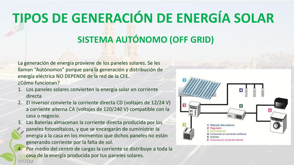 TIPOS DE GENERACIÓN DE ENERGÍA SOLAR SISTEMA AUTÓNOMO (OFF GRID)